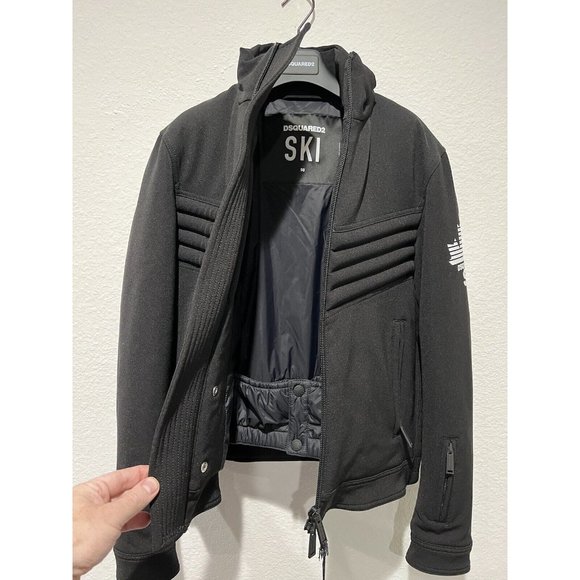 DSQUARED2 Mens Fitted Biker Style Ski Jacket Black Sz 50/L S71AN0204 S5331 - Picture 5 of 16